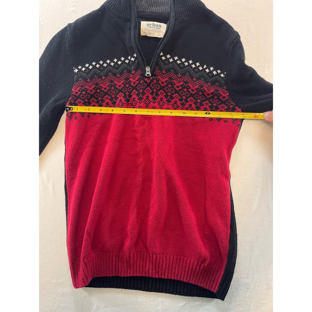 Urban Pipeline Boys Size L Black Red Quarter Zip Sweater Knit Pullover - Picture 4 of 8